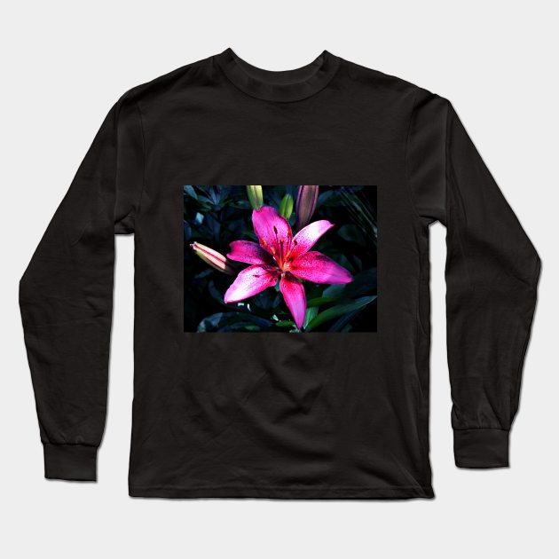 Pink Lily Long Sleeve T-Shirt by kcrystalfriend